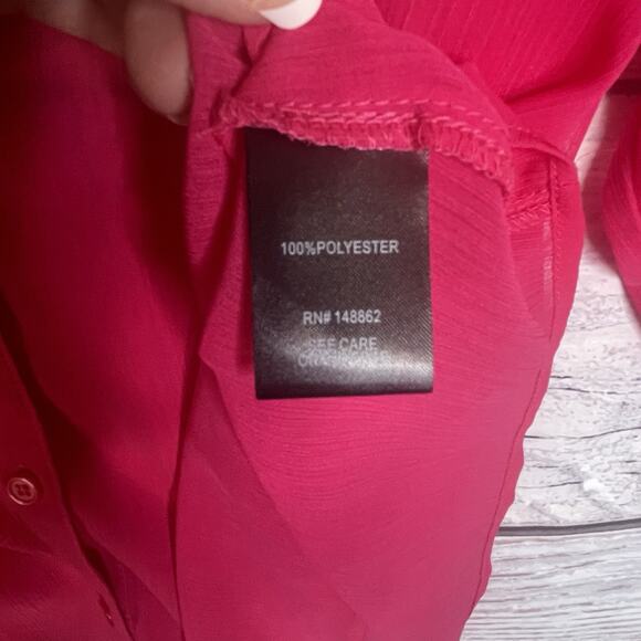 Torrid Chiffon Buton Down Size 1X Long Sleeve Blouse Pink BOHO - Picture 11 of 16